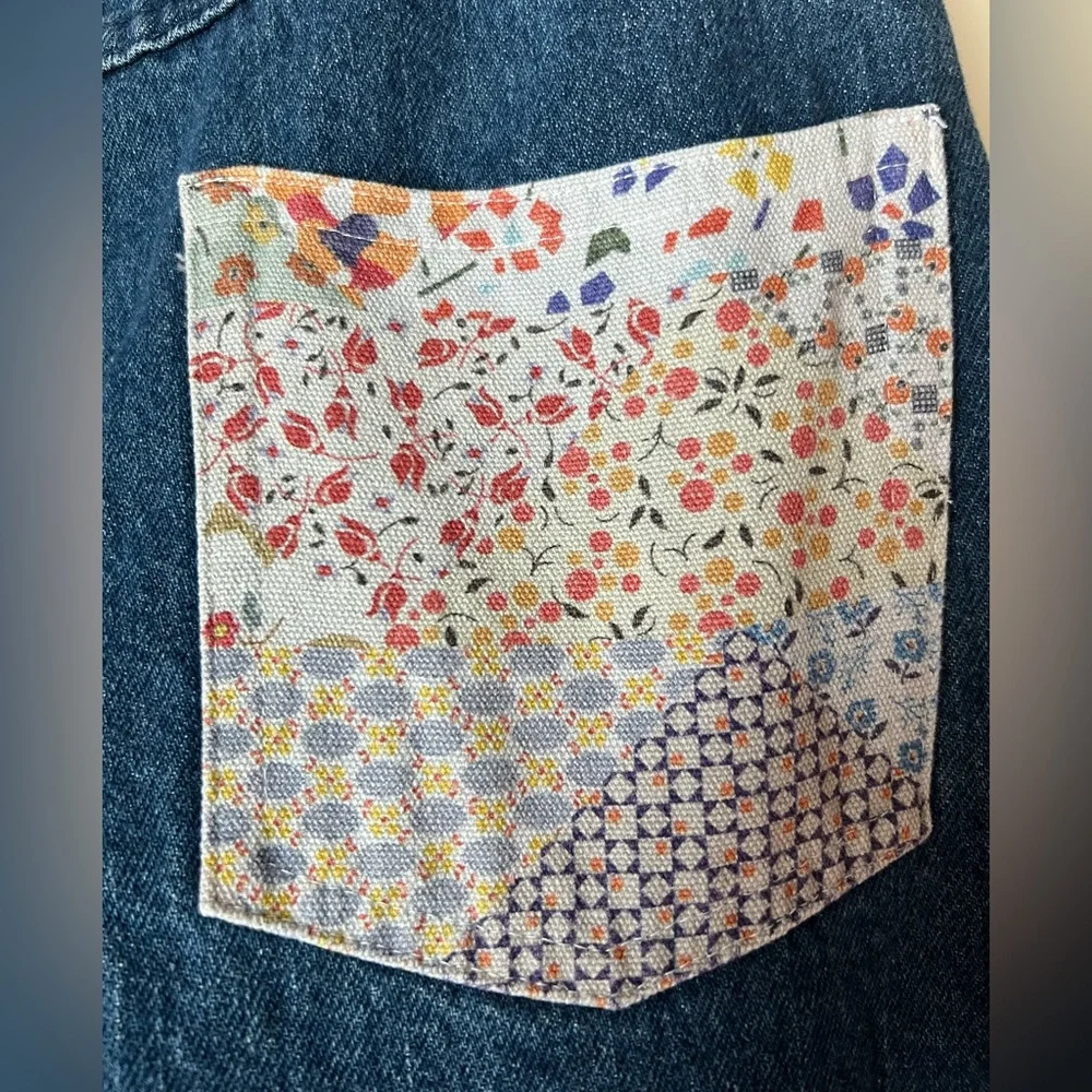 👖 NWT Anthropologie Carleen Floral patchwork straight leg jeans size 27